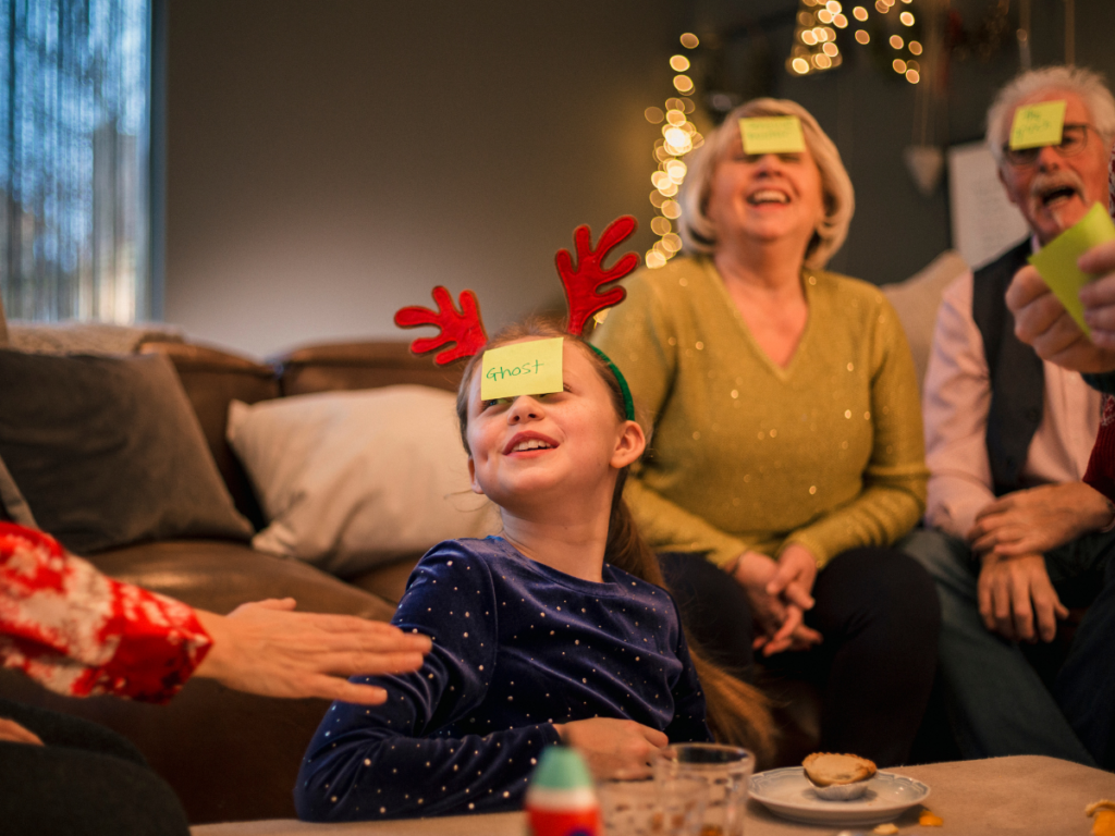 Play a funny, festive board game with the family!